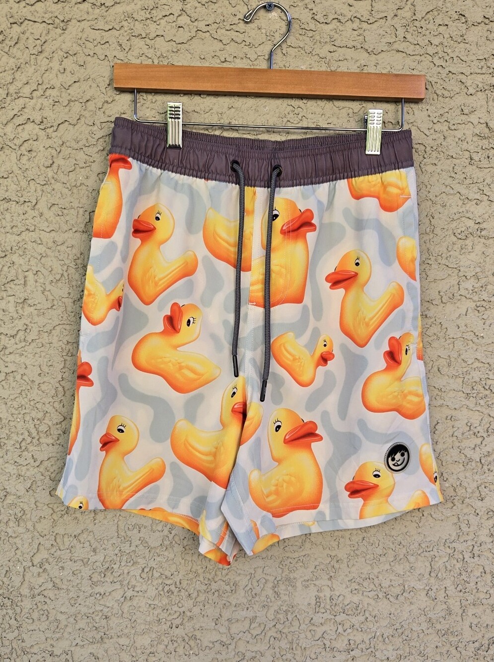 Neff 7 Rubber Duck Print Swim Shorts - Yellow & Gray